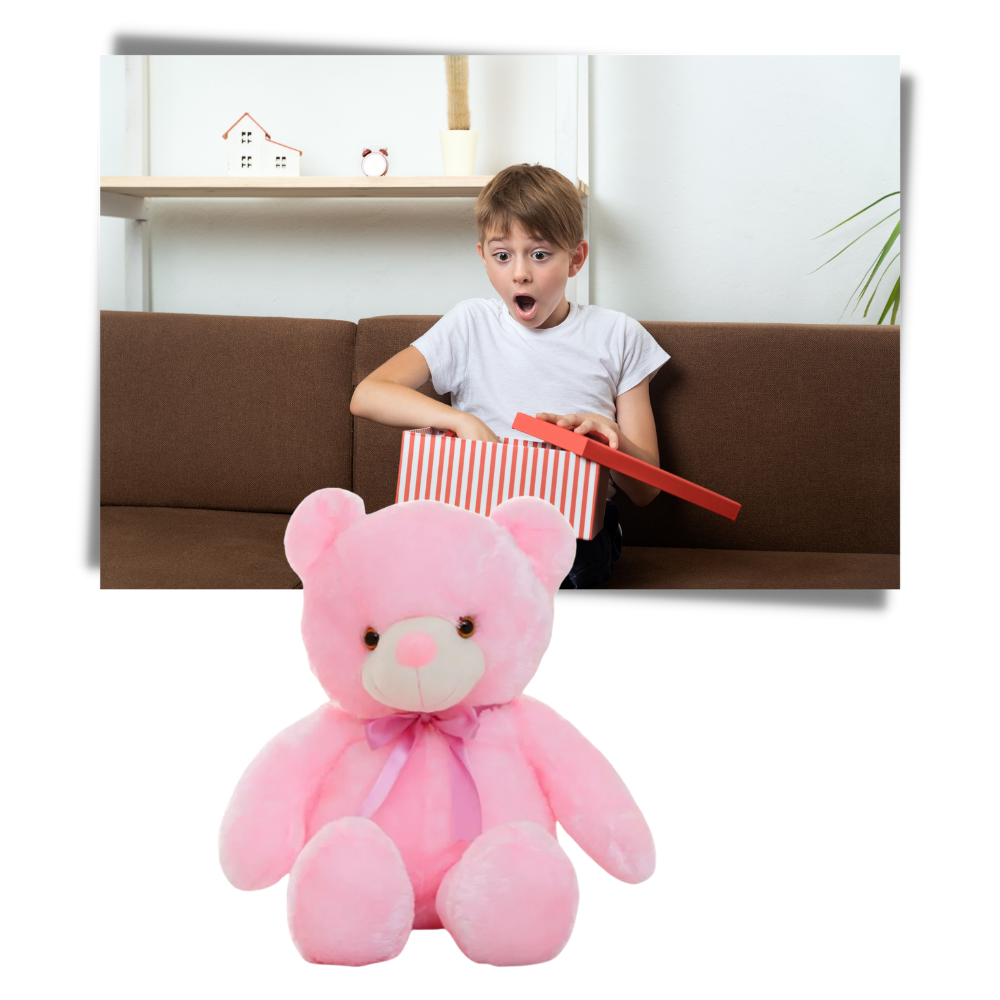 Vela de pelúcia em forma de urso com luz LED suave, ideal como presente, da marca Binpure, para decoração e conforto.
