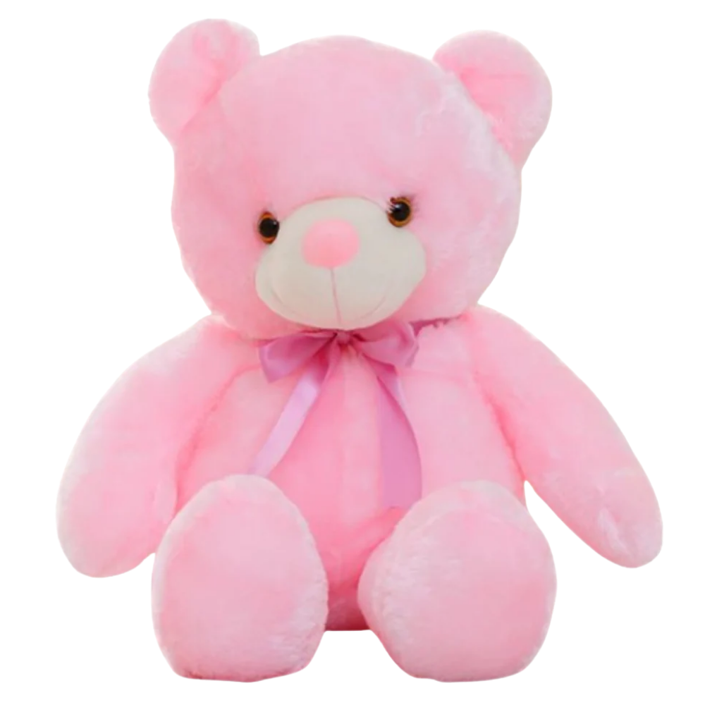 Boneco de pelúcia veilleuse urso Binpure com luz LED rosa, ideal para decoração e conforto infantil.