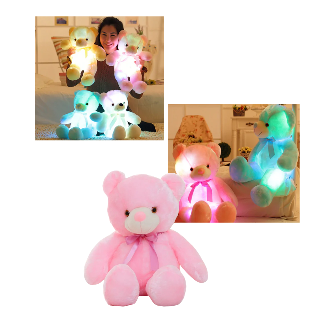 Boneco urso de pelúcia com luz noturna da Binpure, resistente, funcional e adequado para quarto de criança.