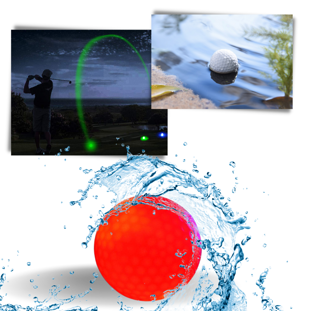 Seis bolas de golfe com LEDs da Yotijar, à prova d'água, iluminadas para jogar à noite ou em condições de pouca luz.