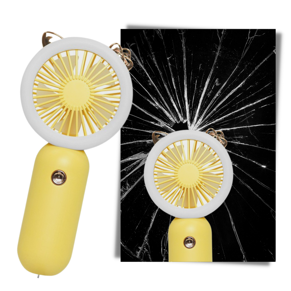 Ventilador USB de bolso Muyan com luz LED, portátil e compacto para resfriamento e aquecimento.