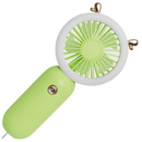 Ventilador USB de bolso Muyan com luz LED verde, portátil para resfriar e aquecer com energia USB.