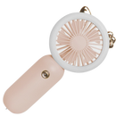Ventilador USB de bolso Muyan com luz LED rosa, portátil para resfriamento e aquecimento, compacto e eficiente.