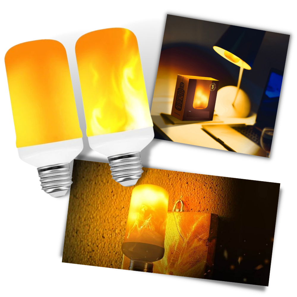 Lâmpada LED efeito chama da marca Nafxzy, iluminação decorativa com luz que simula chamas.