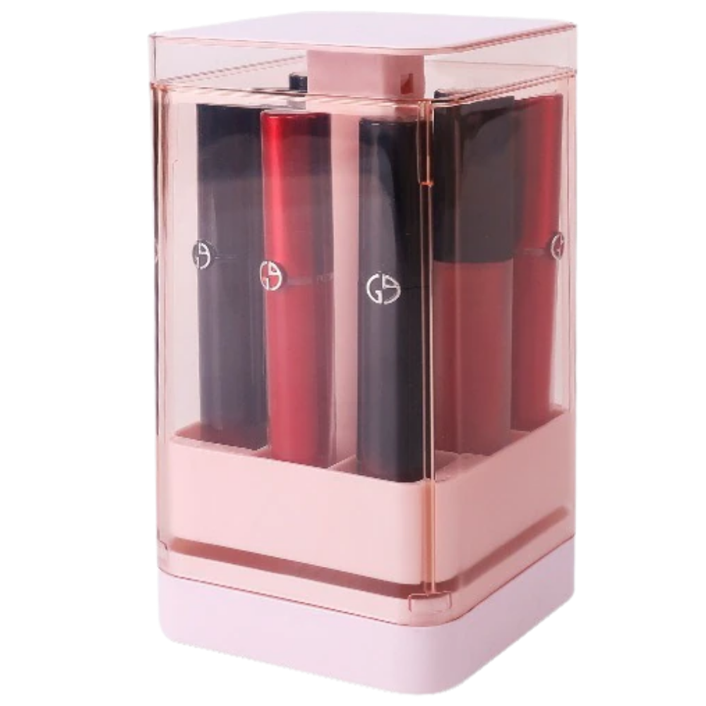 Estojo de armazenamento para gloss da Uncosinb, trousse de toilette rosa com compartimentos para batons e cosméticos.