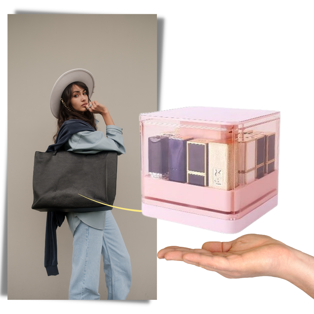 Estojo de armazenamento para batons da Uncosinb, portátil, com espaço para gloss e produtos de higiene pessoal.