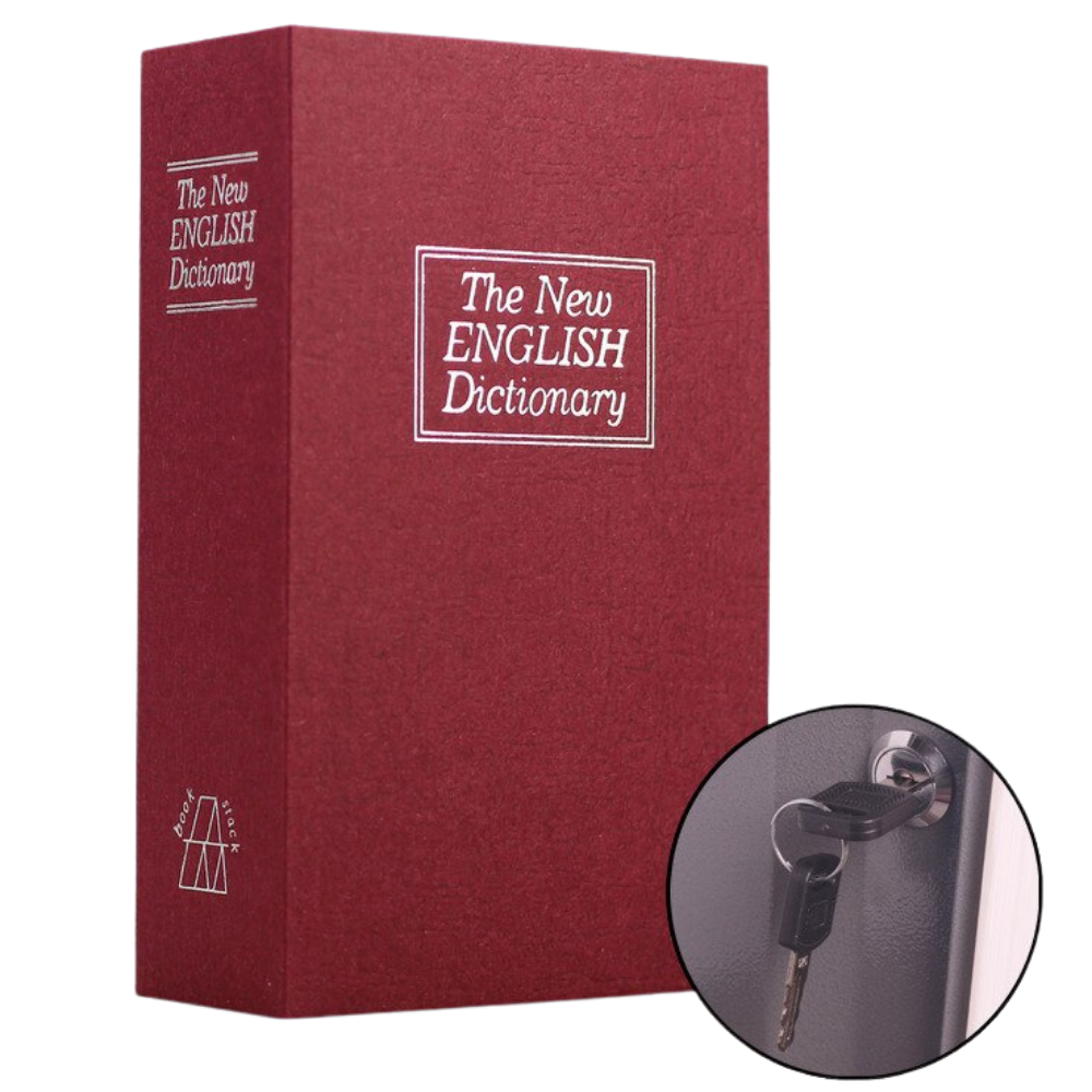 Coffre de sécurité en forme de dictionnaire rouge de la marque Baoblaze, pour rangement sécurisé et discret.