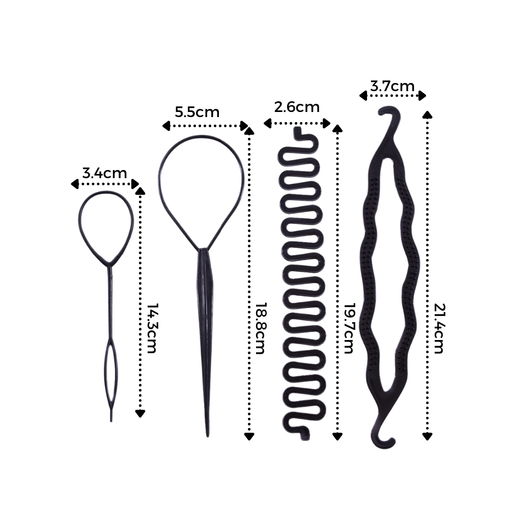 Kit de acessórios para cabelo Andoer com elásticos, grampos e fitas para penteados e trançados.