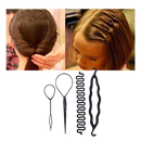 Kit de acessórios para cabelo Andoer para trançar, incluindo elásticos, grampos e ferramentas para penteados fáceis.