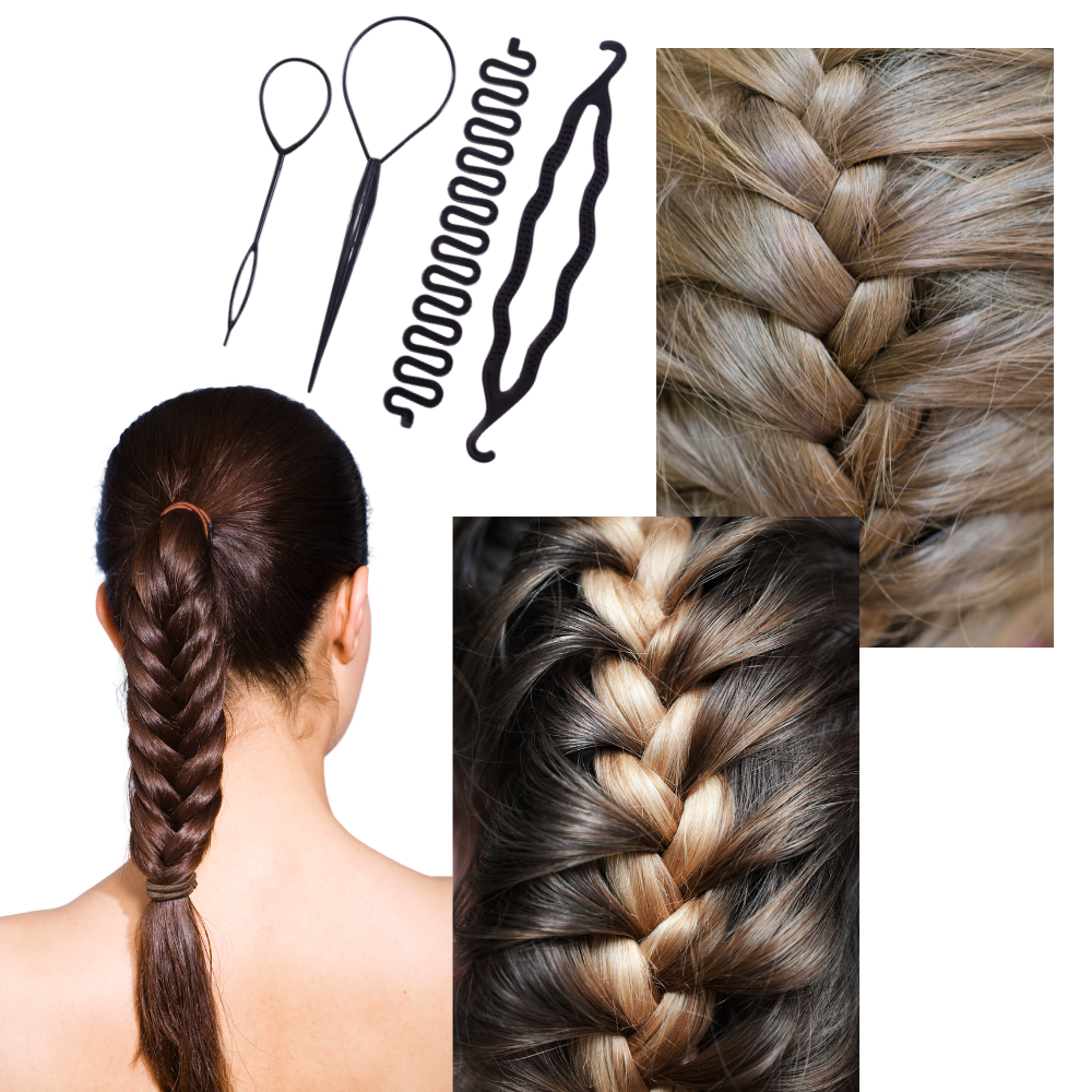 Kit de acessórios para cabelo Andoer com elásticos, grampos e ferramentas para trançar cabelos com resultados profissionais.