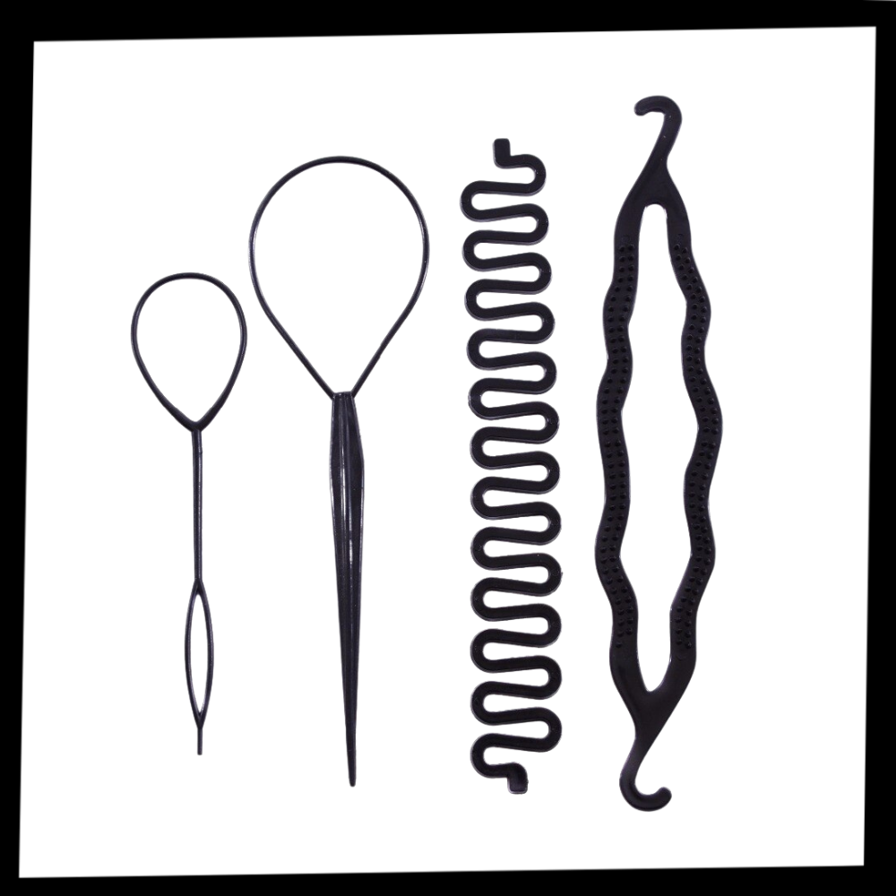 Kit de acessórios para cabelo Andoer para trançados, com diversos elásticos e grampos para penteados criativos.