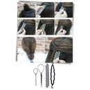 Kit de acessórios para cabelo Andoer, incluindo elásticos, grampos e fitas para penteados e tressagens.