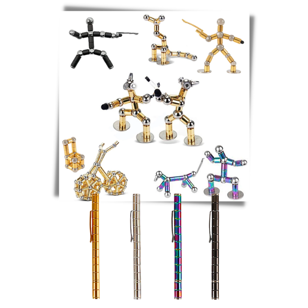Caneta magnética anti-estresse da Qhou, instrumento de escrita e desenho com design multifuncional e efeito relaxante.