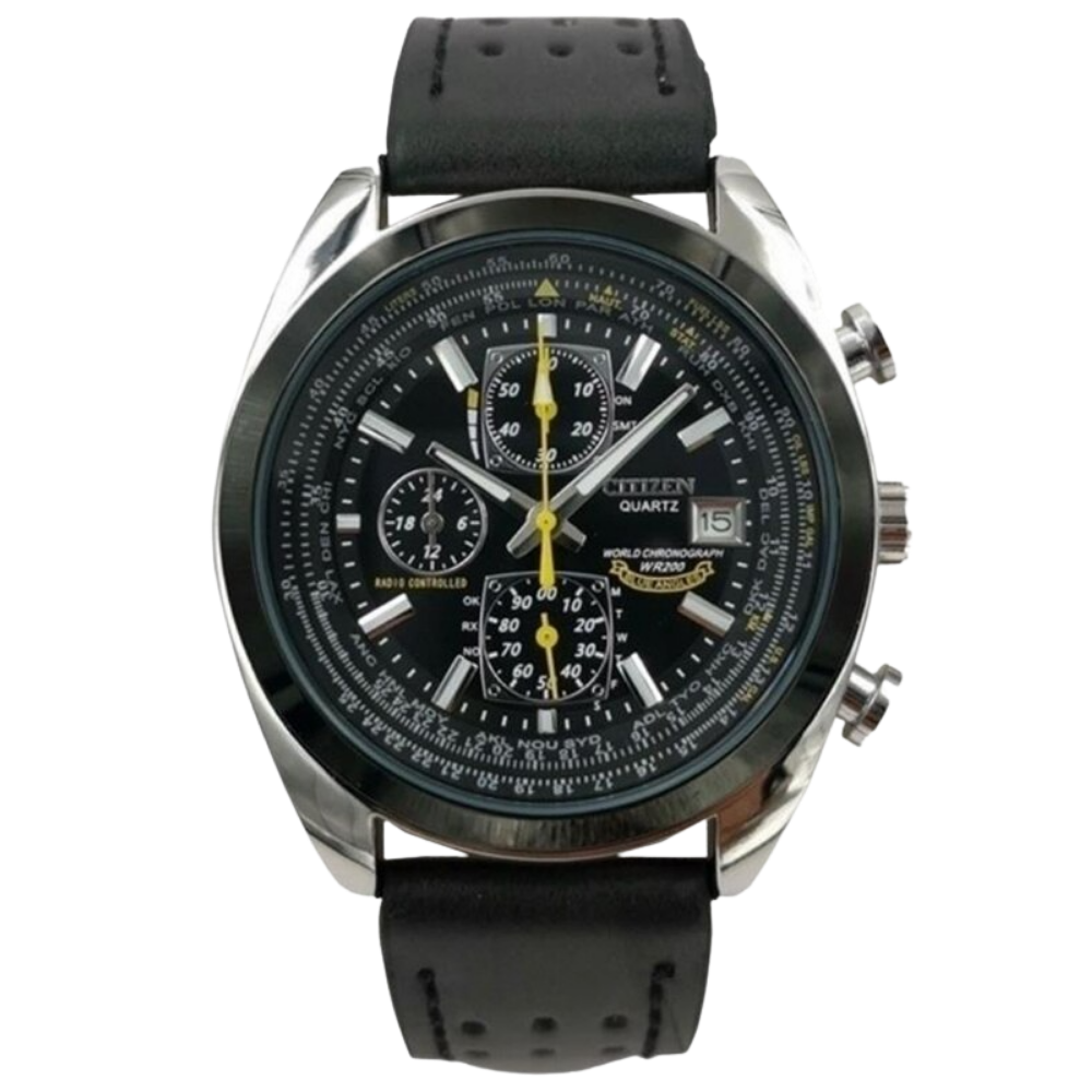 Relógio de pulso Curren com mostrador preto, design de luxo, à prova d'água e movimento de quartzo para homens.