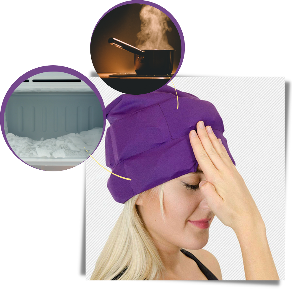 Capuz de primeiros socorros Kakafy para dores de cabeça e enxaqueca, terapia quente e fria, alívio confortável.