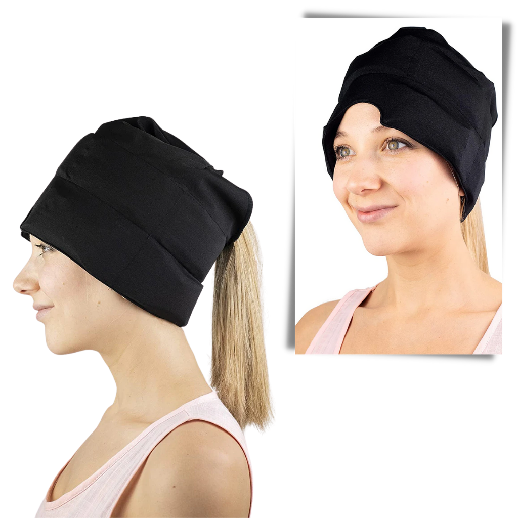 Boné de primeiros socorros Kakafy para dor de cabeça e enxaqueca, abertura para cabelo, proteção anti-migraine, acessório de emergência