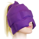 Capuz de primeiros socorros Kakafy para alívio de dores de cabeça e enxaqueca, na cor roxa, para uso relaxante e de emergência.