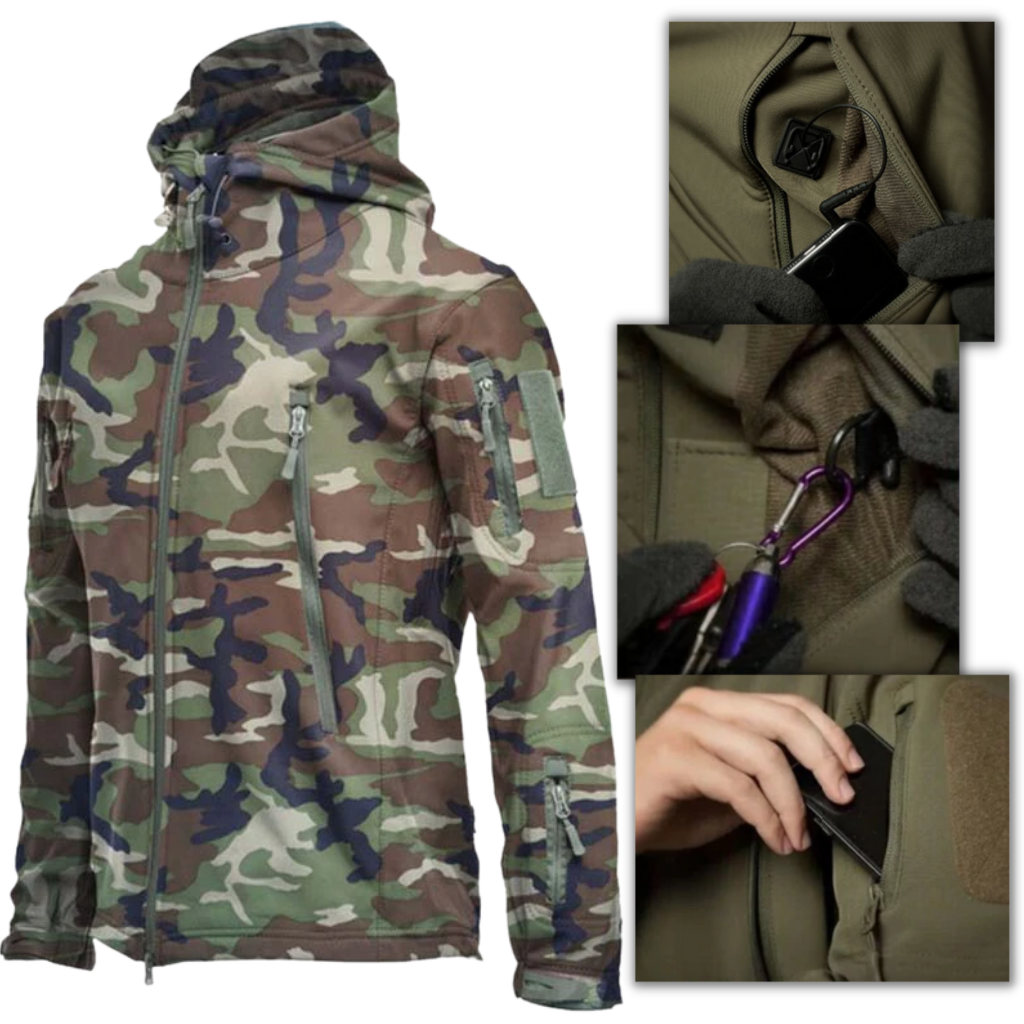 Jaqueta militar Tacvasen para roupas de exterior, com bolsos e design resistente, ideal para atividades ao ar livre.
