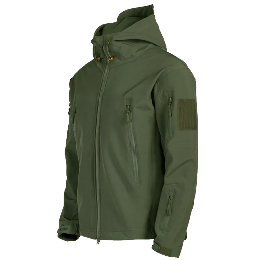 Jaqueta militar verde da Tacvasen, veste de roupas de ar livre com bolsos e detalhes em tom camuflado.