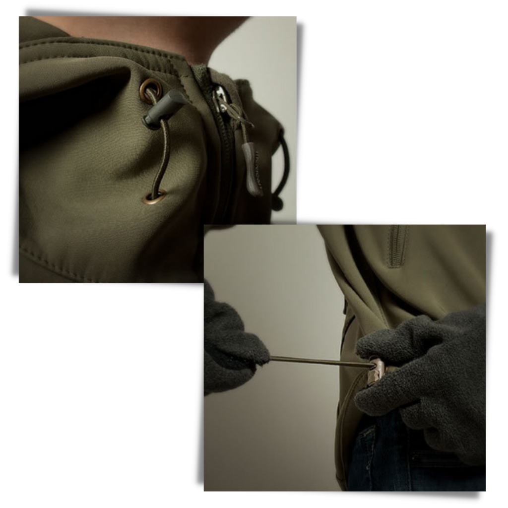 Jaqueta militar Tacvasen de roupa de exterior com design ajustável, ideal para atividades ao ar livre.