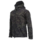 Jaqueta militar Tacvasen de camuflagem preta para roupas de exterior, com detalhes resistentes e design tático.