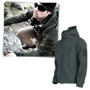 Jaqueta militar Tacvasen de roupas de exterior, respirável, com detalhes em camuflagem e bolsos frontais.