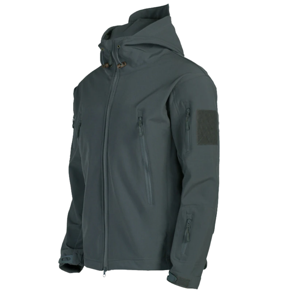 Jaqueta militar cinza da Tacvasen, veste de roupas de exteriores com bolsos e capuz para atividades ao ar livre.
