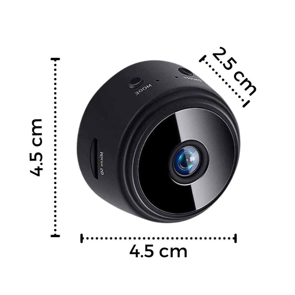 Mini câmera de vigilância sem fio Imshiehqt com lente de câmera, compacta e discreta para monitoramento doméstico.