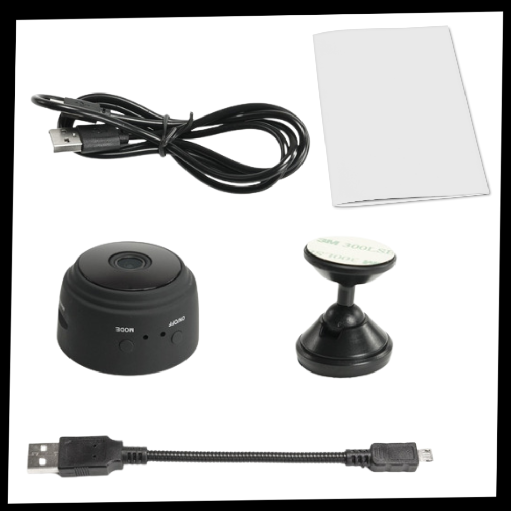 Mini câmera de vigilância sem fio da Imshiehqt, com lente de objetivas de câmera para monitoramento discreto.