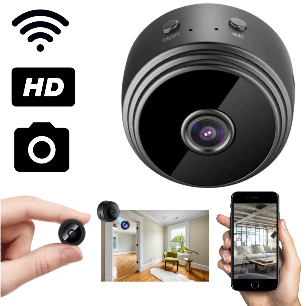 Mini câmera de vigilância sem fio Imshiehqt com lente pequena, ideal para monitoramento discreto e fácil instalação.