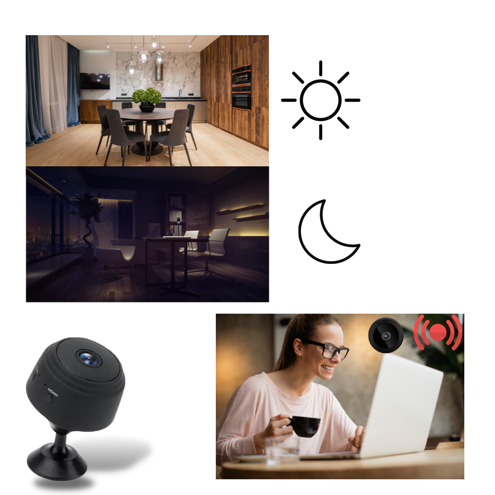 Mini câmera de vigilância sem fio Imshiehqt com lente de alta qualidade para monitoramento discreto e segurança doméstica.