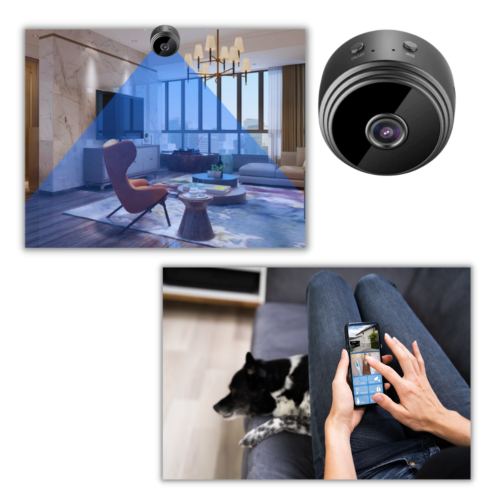 Mini câmera de vigilância sem fio Imshiehqt com lente de câmera para monitoramento discreto e fácil instalação.