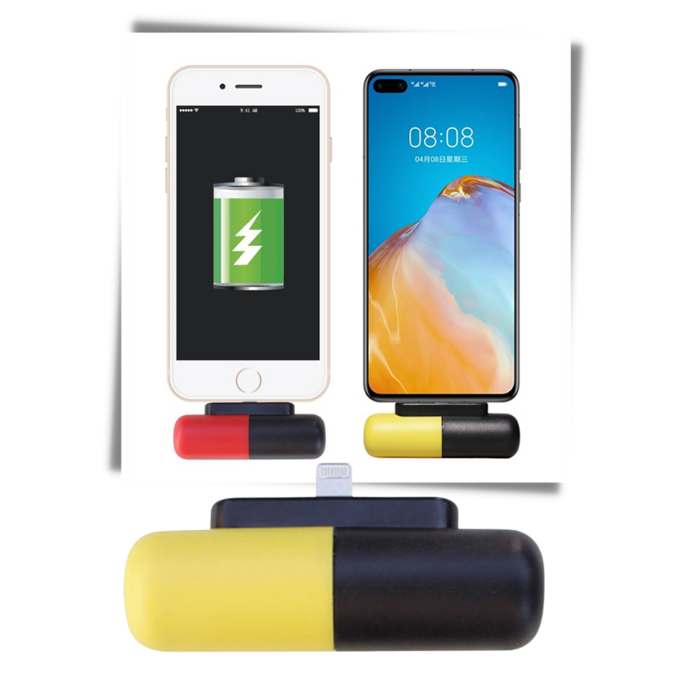 Carregador portátil em forma de cápsula Hesxuno, alimentador compacto e eficiente para recarregar dispositivos móveis.