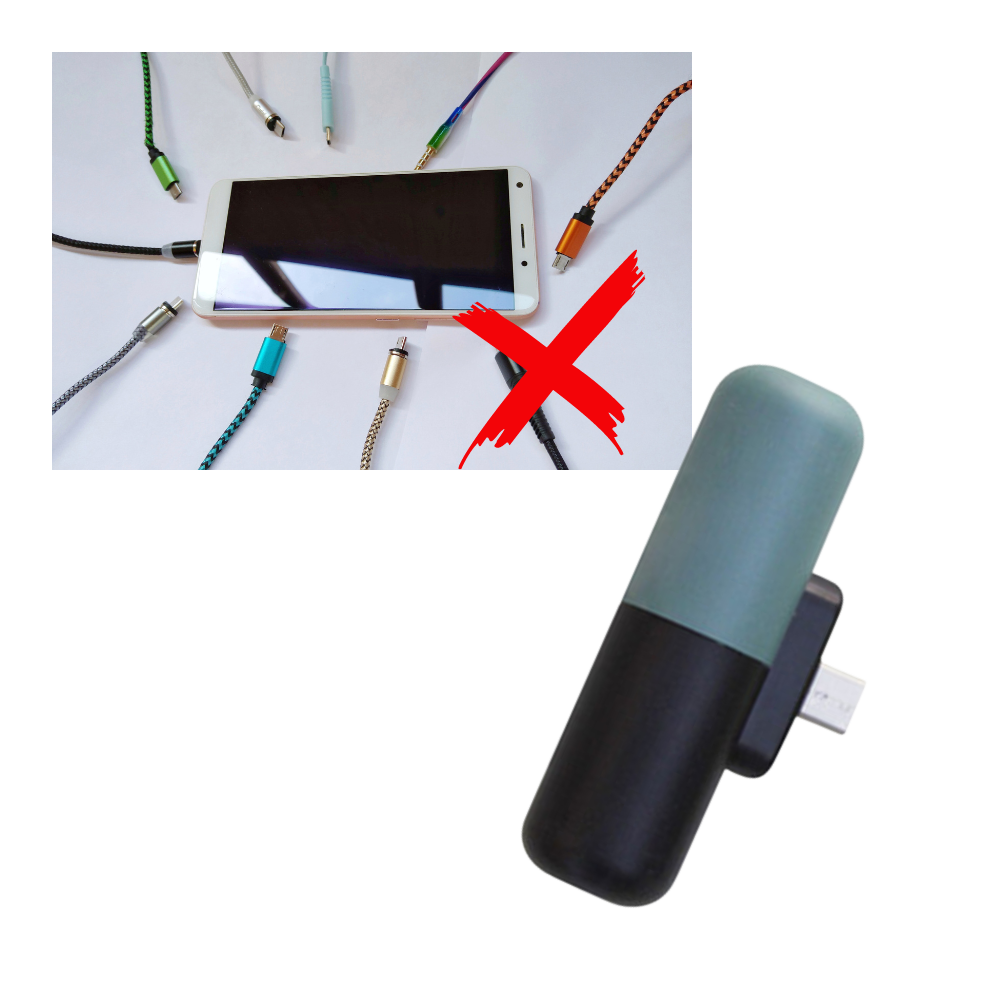 Carregador portátil em forma de cápsula Hesxuno, design sem fio compacto e portátil para recarregar dispositivos móveis.