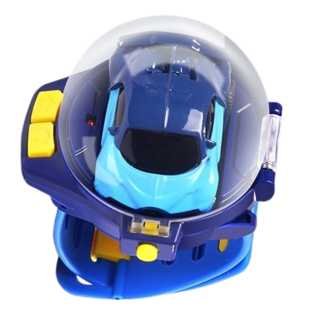 Relógio de carro de brinquedo recarregável Apmemiss, veículo de jogo em azul com design de mini carro de controle remoto.