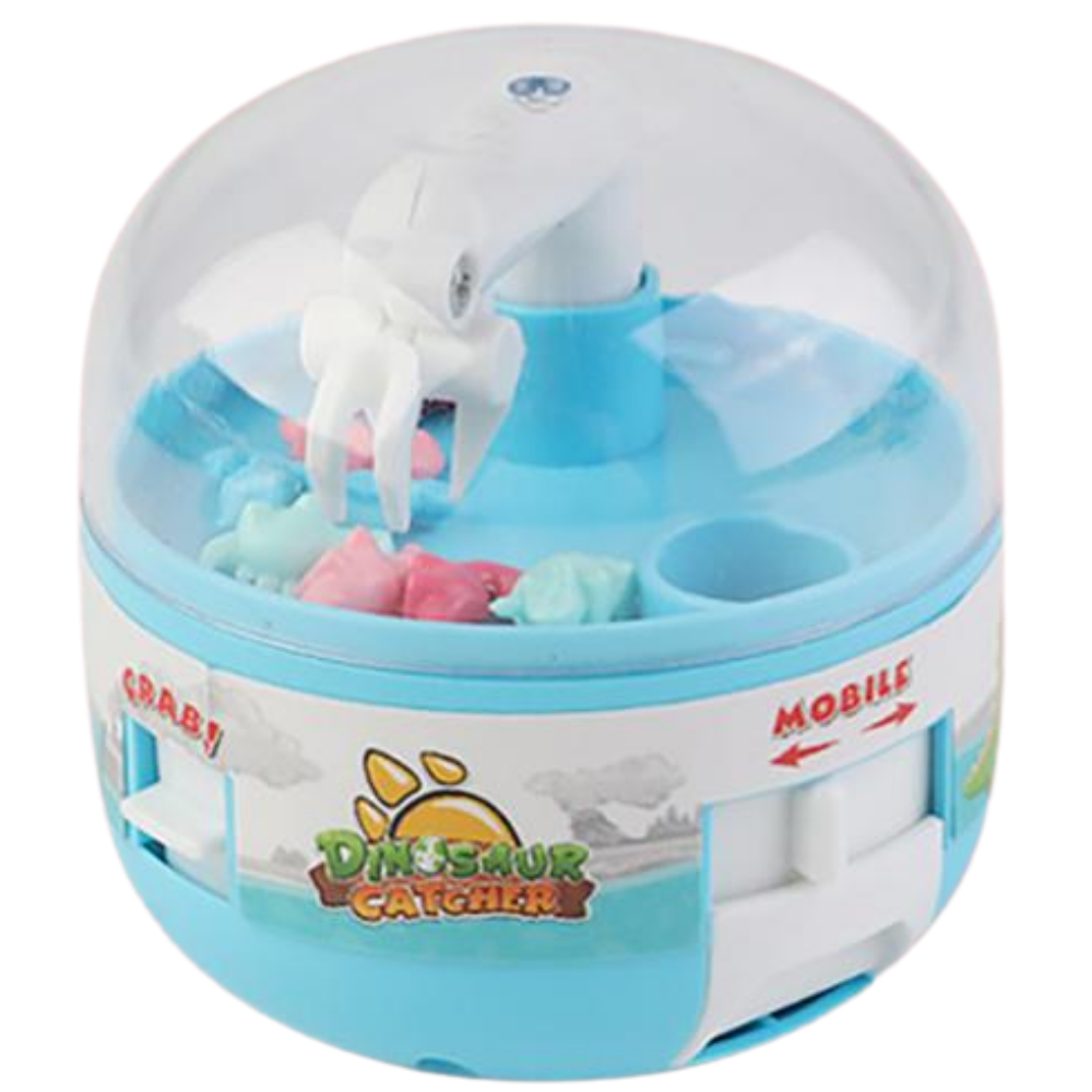 Mini máquina de pinces One Opening, brinquedo de atividade azul com detalhes coloridos para crianças.