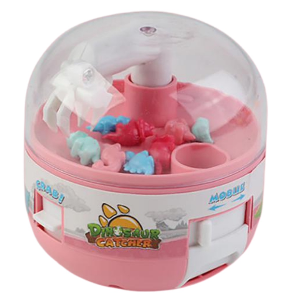 Mini máquina de pinces da One Opening, brinquedo de atividade rosa com peças coloridas para estimular habilidades motoras.