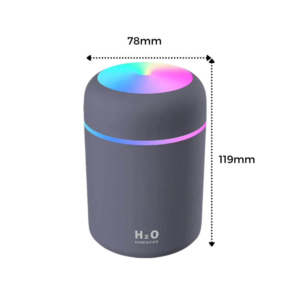 Mini umidificador de ar e difusor de óleos essenciais Hqzy, acessório compacto para ambientes com névoa suave e aromas.