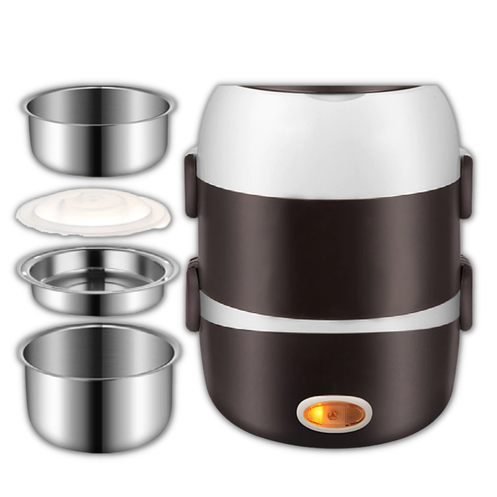 Mini panela elétrica Liveday de três camadas, eletrodoméstico de cozinha compacto e prático para preparar alimentos.