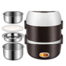 Mini panela elétrica Liveday de três camadas, eletrodoméstico de cozinha compacto e prático para preparar alimentos.