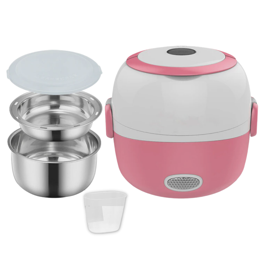Mini cuiseur elétrico Liveday, eletrodoméstico de cozinha rosa com duas camadas, ideal para preparar alimentos de forma prática