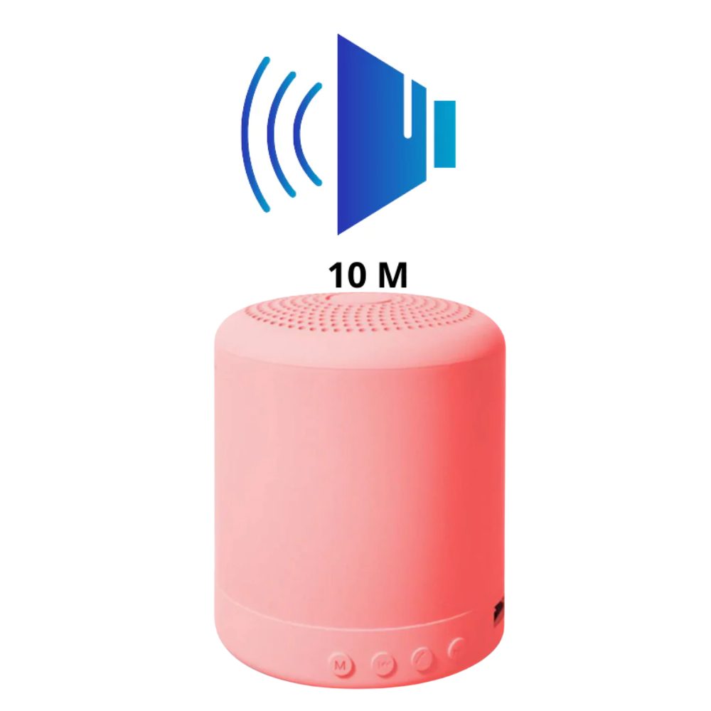 Mini alto-falante Bluetooth Worallymy portátil, componente de áudio compacto com botões de controle e conexão sem fio.