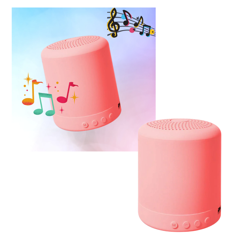 Mini alto-falante Bluetooth Worallymy, componentes de áudio portáteis com controle de volume e conexão sem fio.
