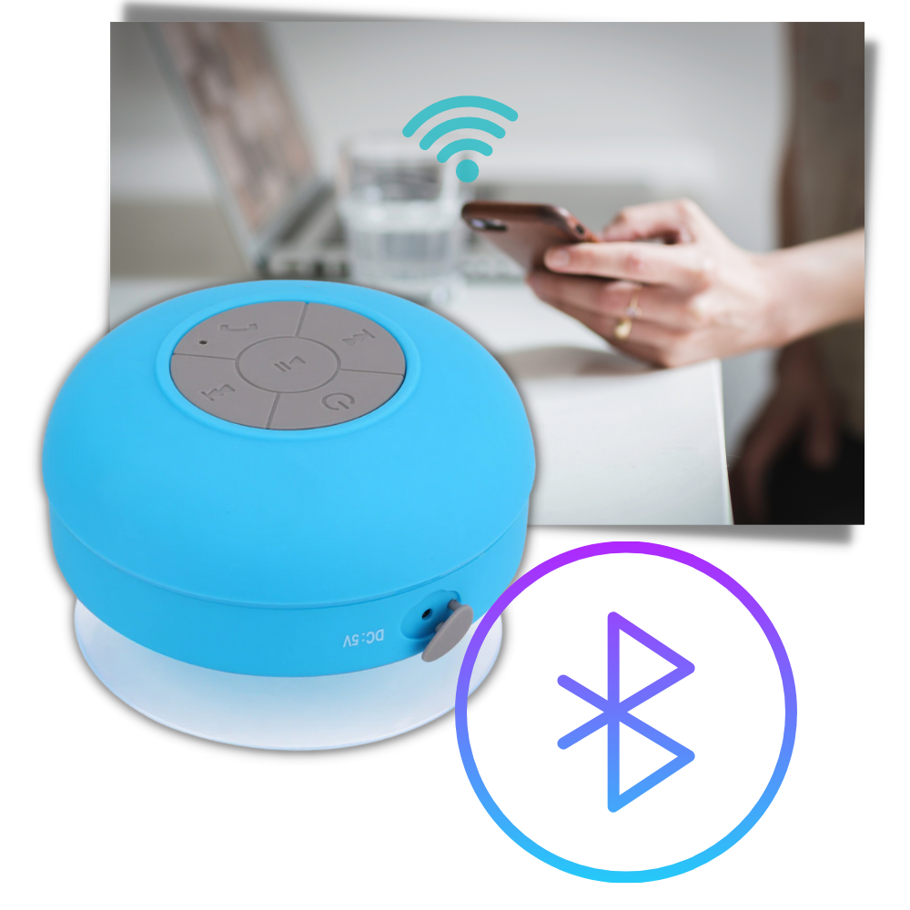 Mini alto-falante Bluetooth Neego à prova d'água, compacto e portátil com controles e conexão sem fio visíveis na imagem.