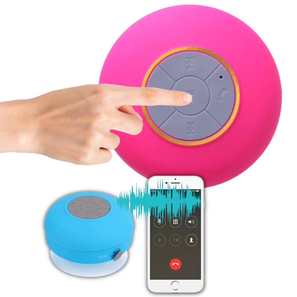 Mini alto-falante Bluetooth à prova d'água Neego, componente de áudio portátil com recursos adicionais visíveis na imagem.