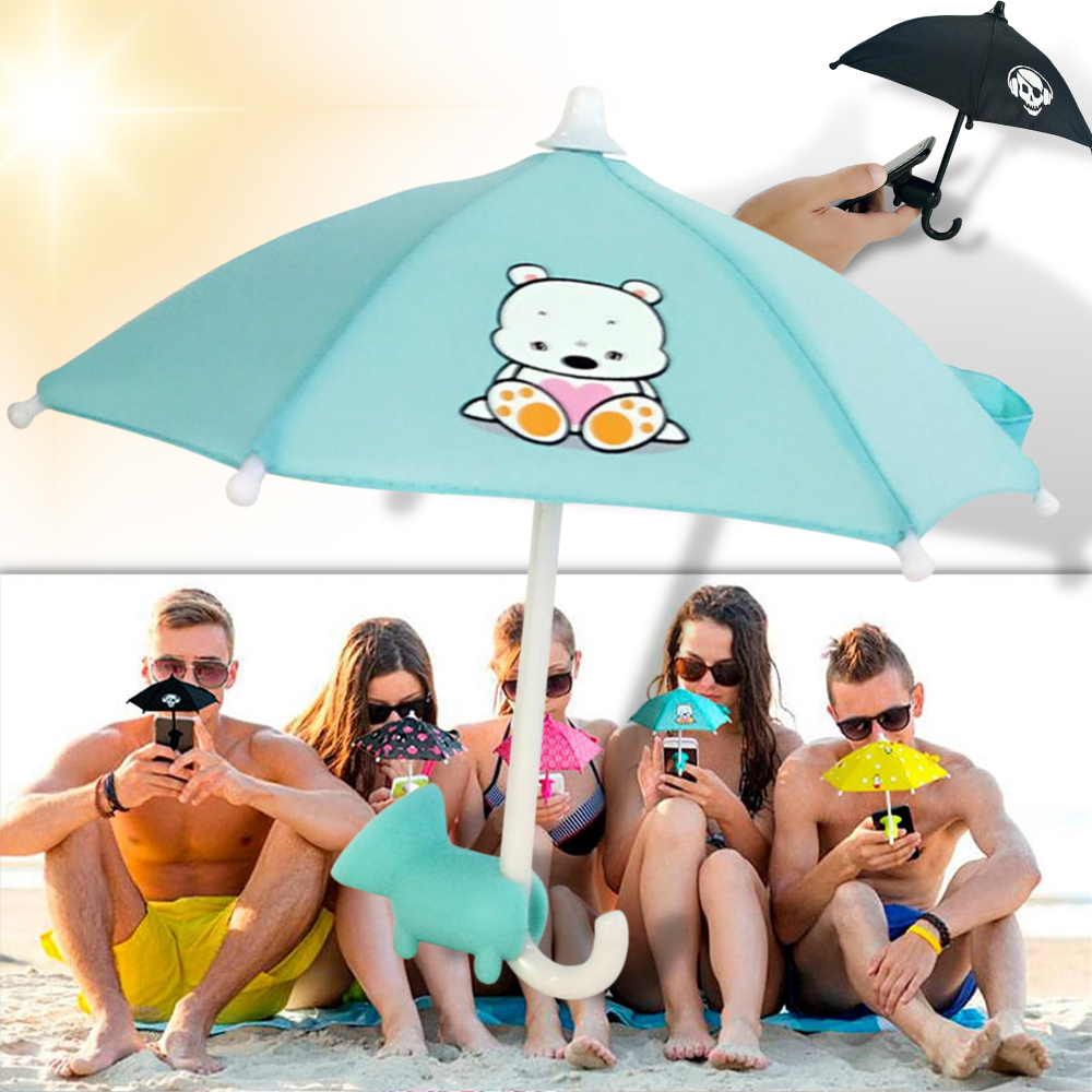 Mini guarda-chuva para telefone Nifei, acessório compacto de proteção para dispositivos móveis, em imagem mostrando o produto.