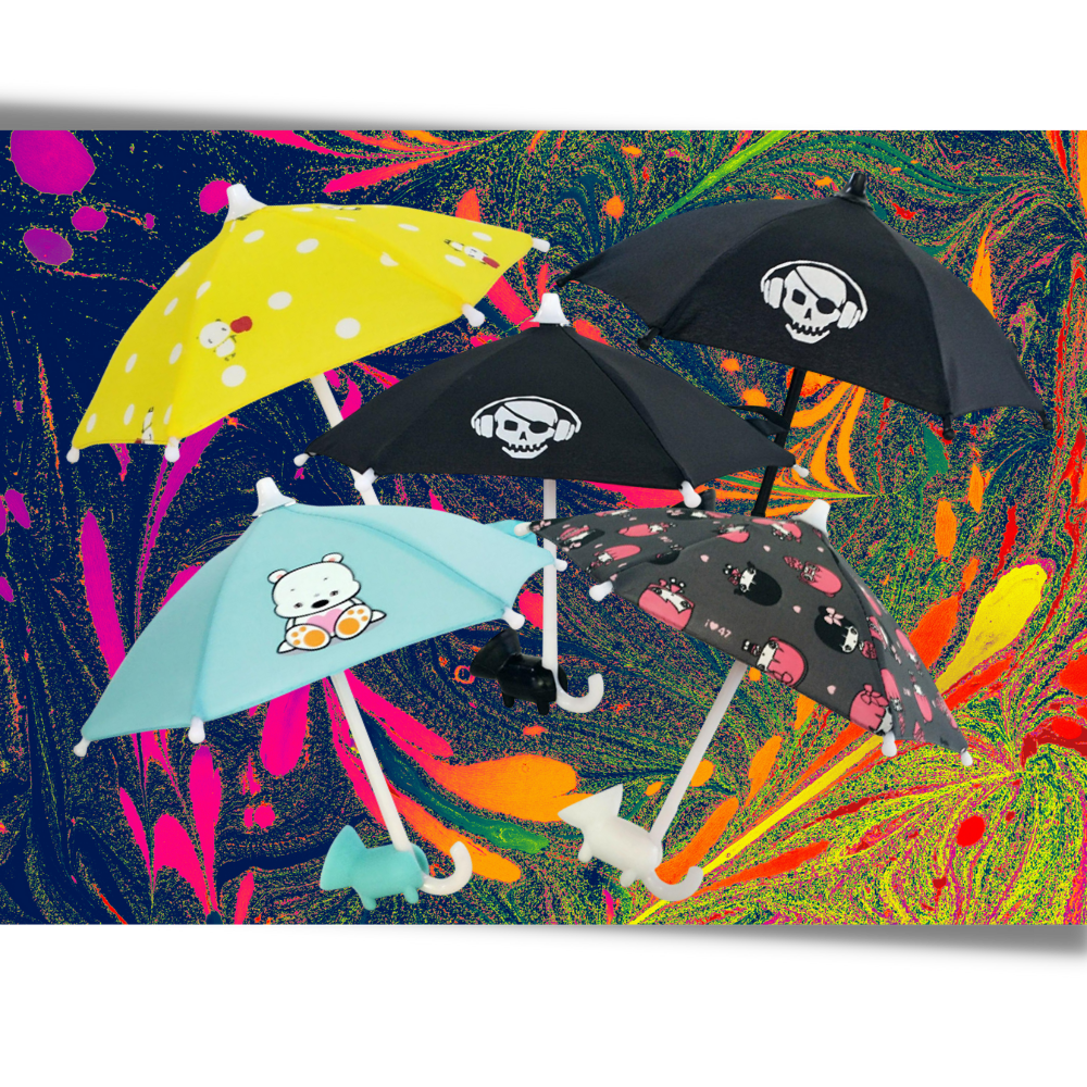 Mini guarda-chuva para telefone Nifei, design fofo e compacto, ideal para proteger o dispositivo contra chuva e umidade.