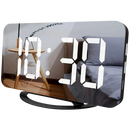 Relógio despertador digital multifuncional Lianwany com tela preta, display claro e design compacto para mesa ou cômodo.