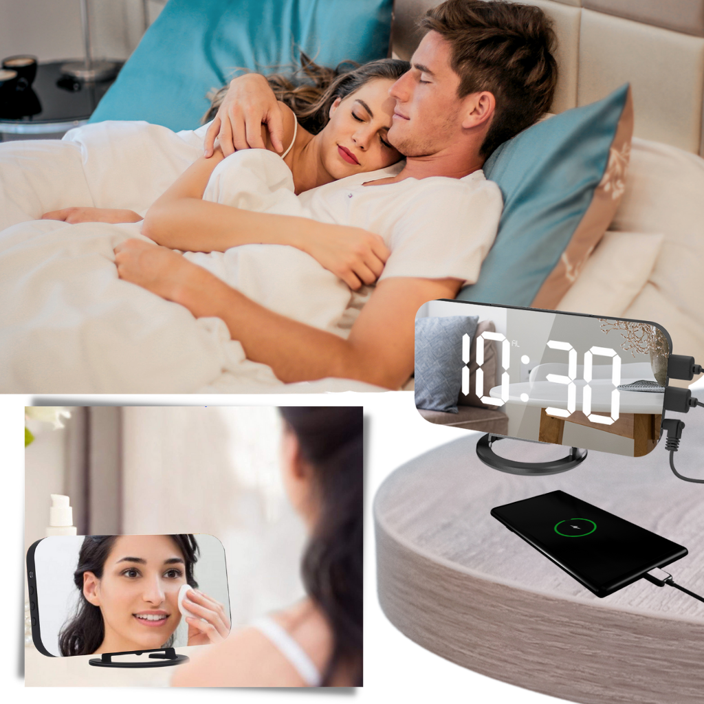 Relógio despertador digital multifuncional Lianwany com display claro e funções variadas, ideal para quarto ou escritório.