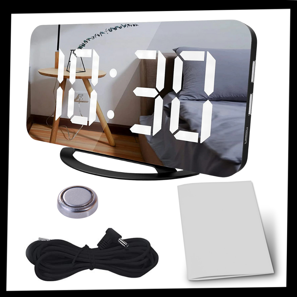 Relógio despertador digital multifuncional Lianwany com tela de exibição clara e design moderno.